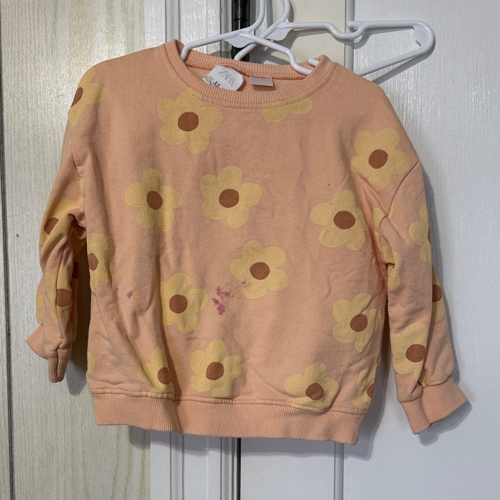 Zara Peach Floral Sweatshirt